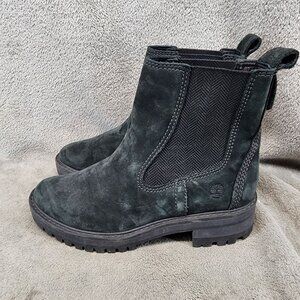 Timberland Shoes Womens Size 7 Black Leather Courmayeur Valley Chelsea Boots